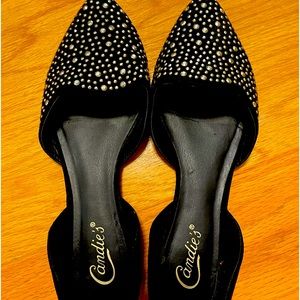 Rhinestone flat in black and gold